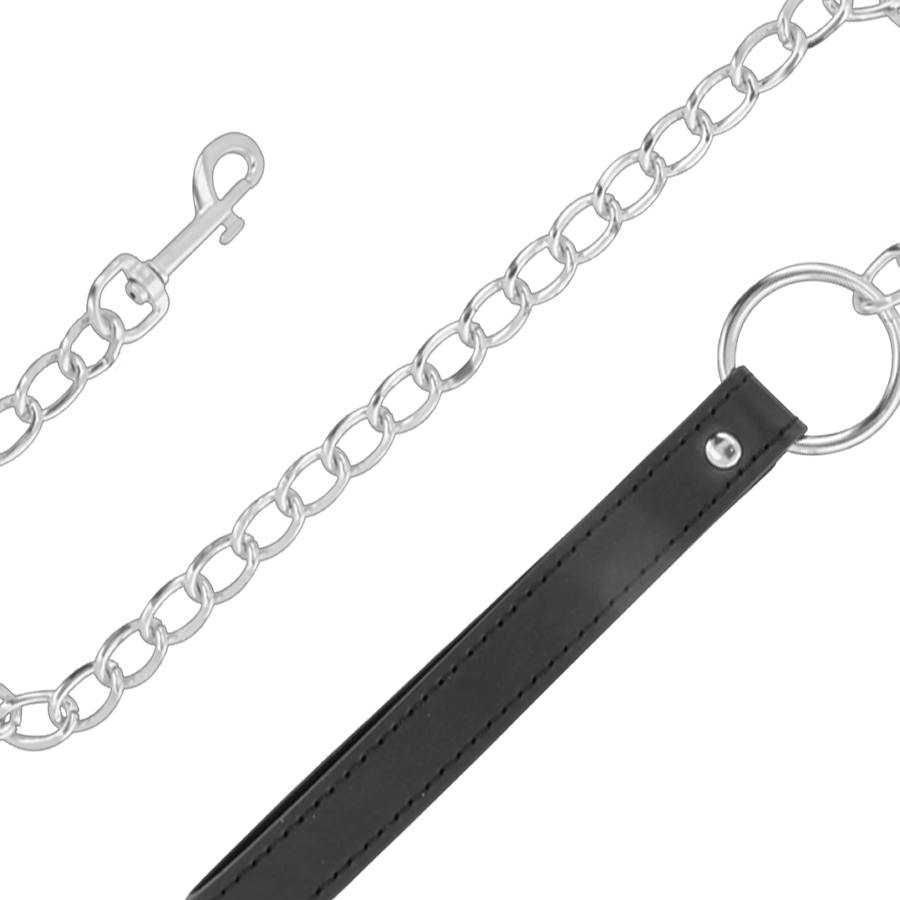 DARKNESS - COMFORTABLE POSTURE NECKLACE WITH LEATHER CHAIN - NOCTURNA DESIRES