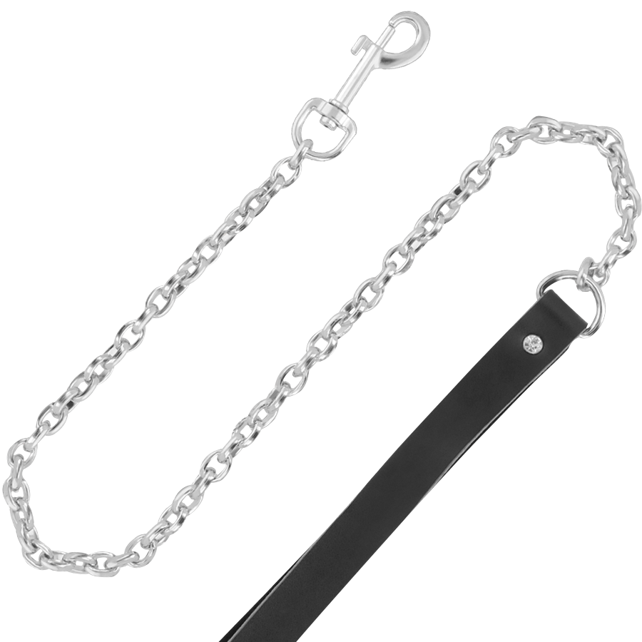 DARKNESS - HIGH QUALITY LEATHER NECKLACE WITH LEASH - NOCTURNA DESIRES