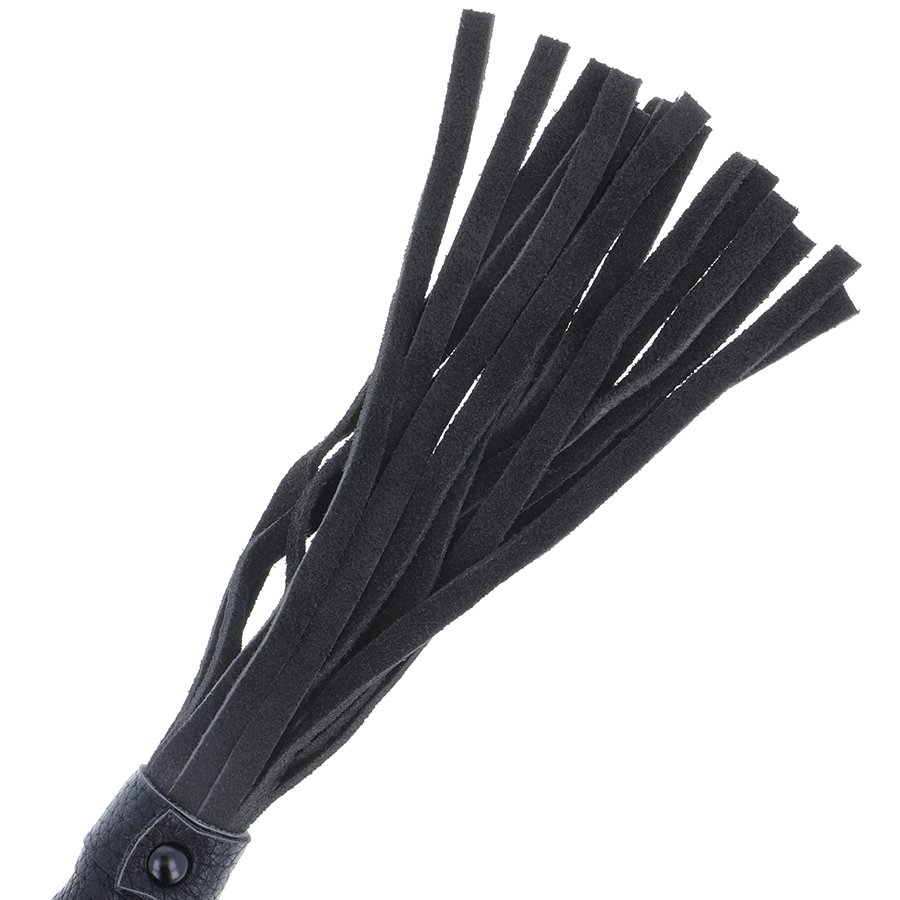 DARKNESS - BLACK BONDAGE WHIP WITH LEATHER HANDLE - NOCTURNA DESIRES