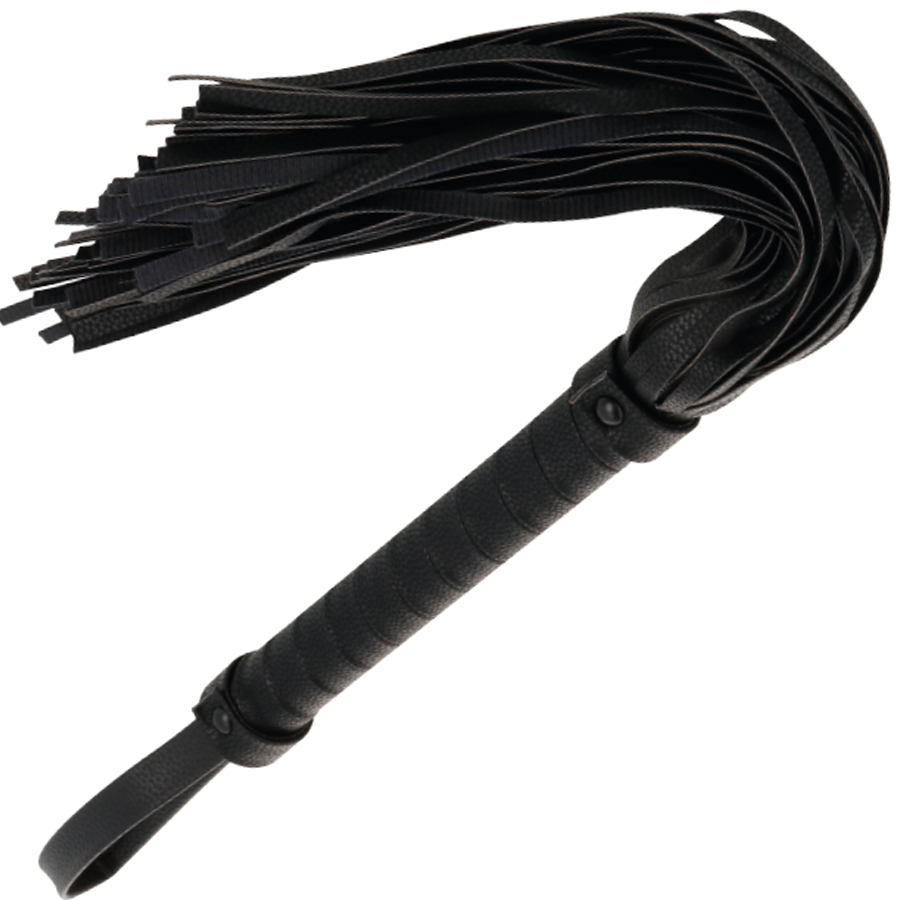 DARKNESS - BLACK BONDAGE WHIP 42CM LEATHER - NOCTURNA DESIRES