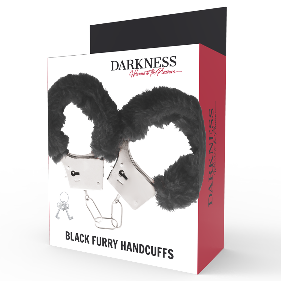 DARKNESS - BLACK LINED METAL HANDCUFFS - NOCTURNA DESIRES