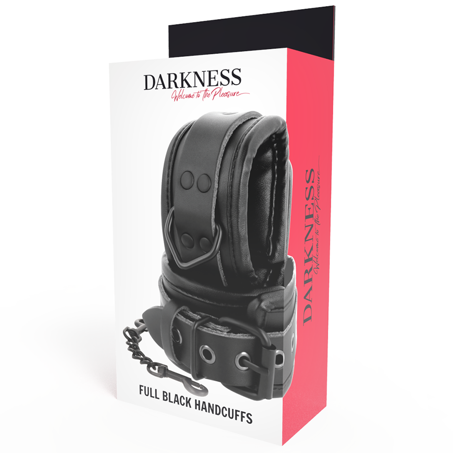 DARKNESS - ADJUSTABLE BLACK LEATHER HANDS HANDCUFFS - NOCTURNA DESIRES
