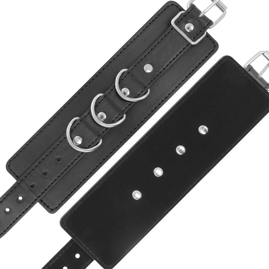 DARKNESS - BLACK ADJUSTABLE LEATHER ANKLE HANDCUFFS - NOCTURNA DESIRES