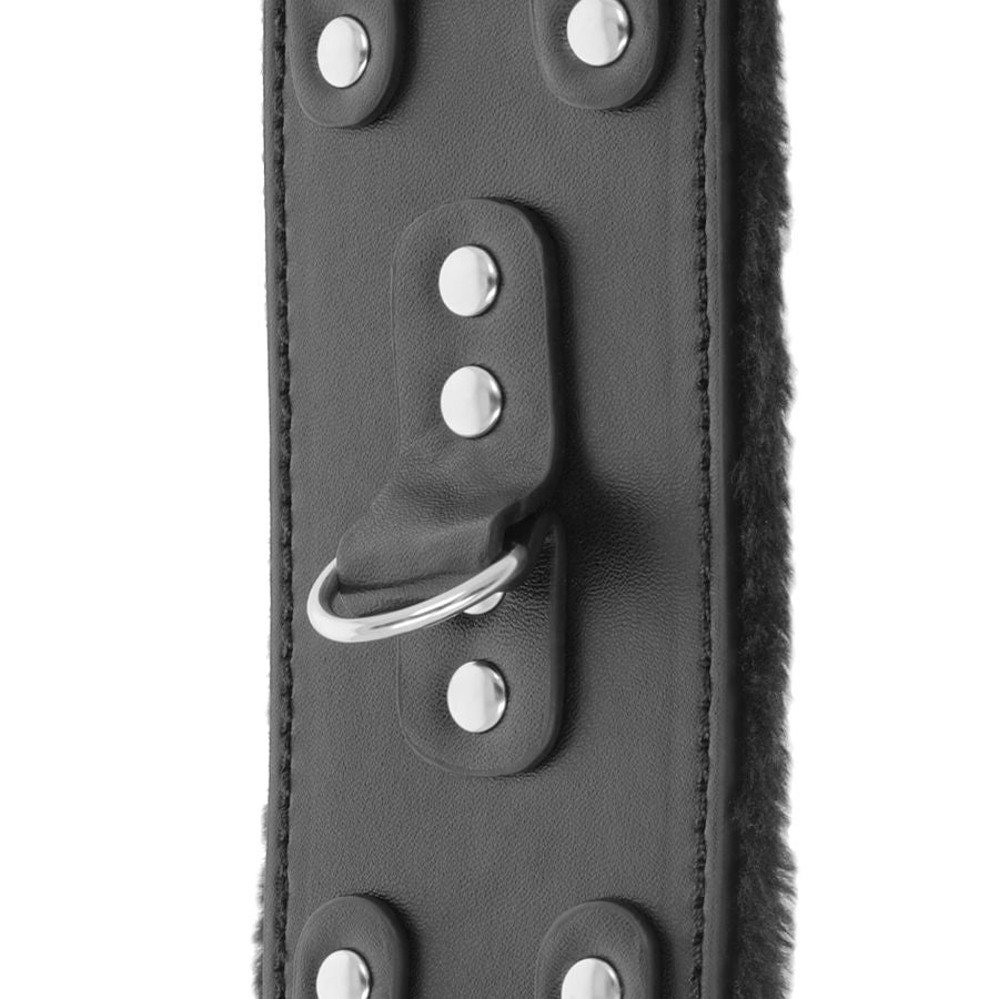 DARKNESS - BLACK ADJUSTABLE LEATHER HANDCUFFS WITH LINING - NOCTURNA DESIRES