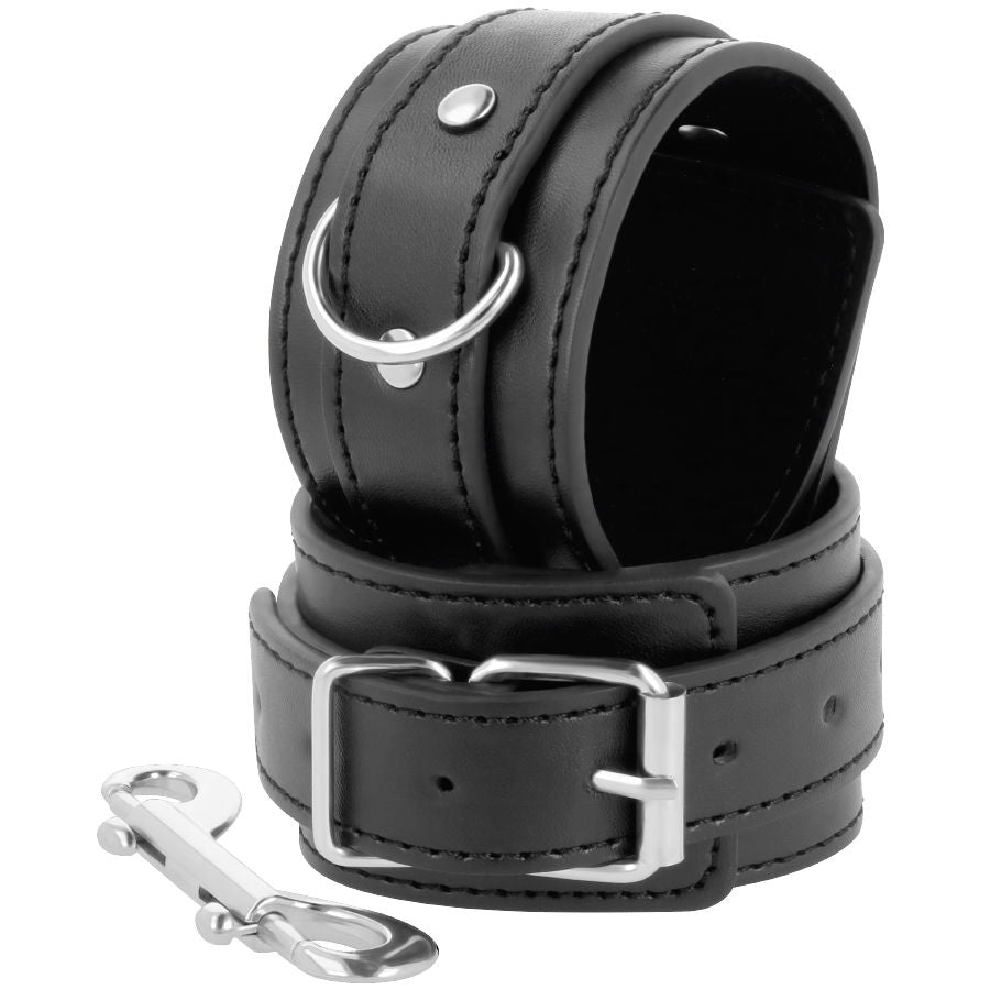 DARKNESS - BLACK ADJUSTABLE HANDCUFFS WITH DOUBLE REINFORCEMENT TAPE - NOCTURNA DESIRES