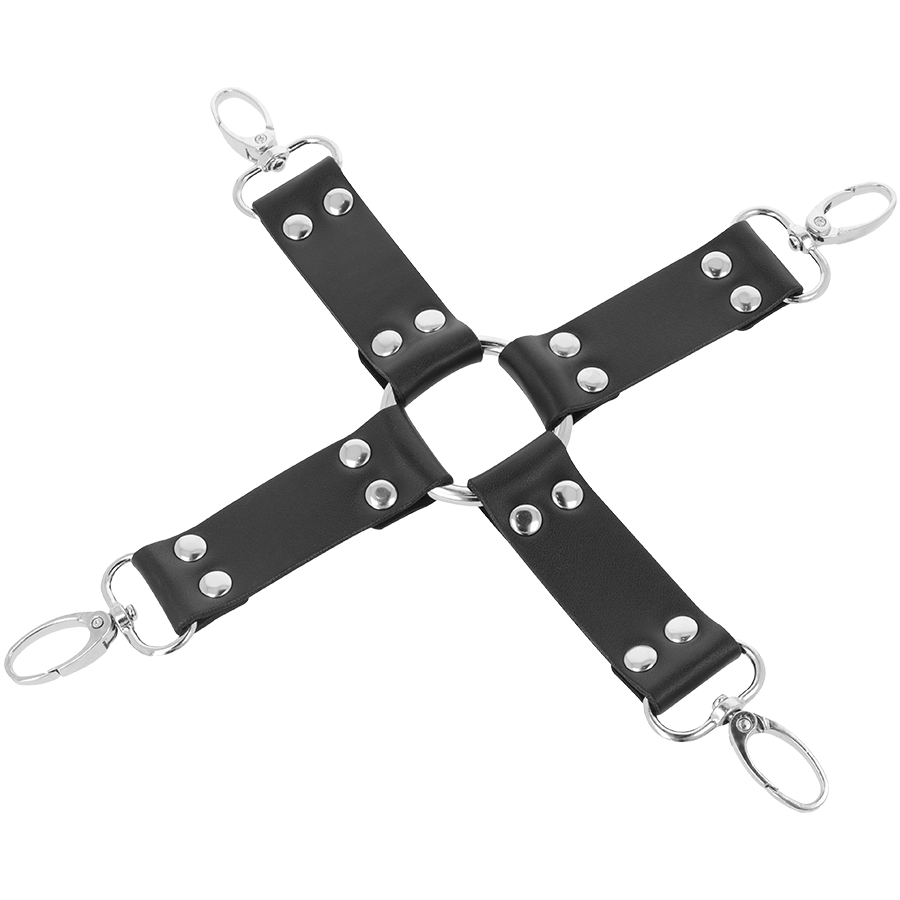DARKNESS - LEATHER HANDCUFFS FOR FOOT AND HANDS BLACK - NOCTURNA DESIRES
