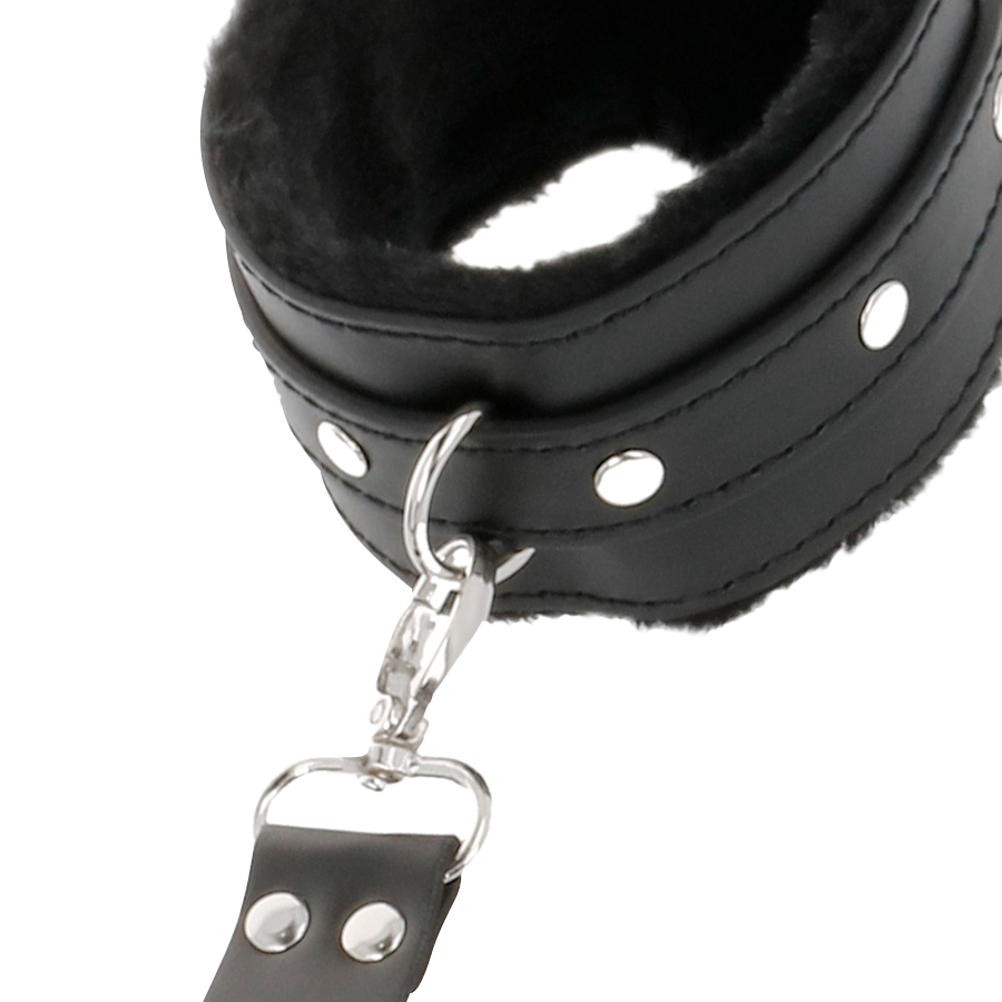DARKNESS - LEATHER HANDCUFFS FOR FOOT AND HANDS BLACK - NOCTURNA DESIRES