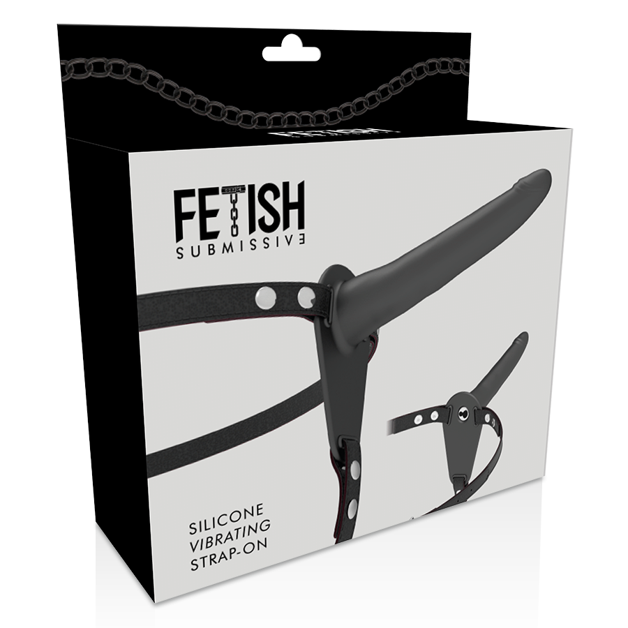 FETISH SUBMISSIVE HARNESS - BLACK SILICONE VIBRATOR 15 CM - NOCTURNA DESIRES