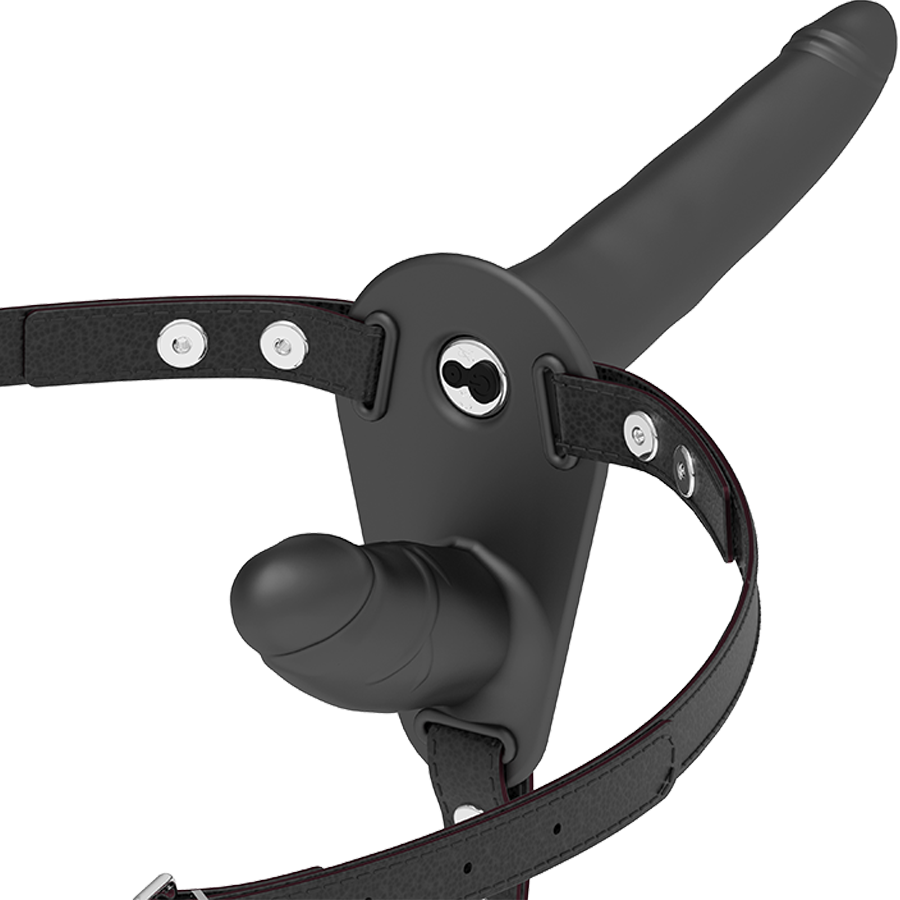 FETISH SUBMISSIVE HARNESS - DOUBLE PENETRATION BLACK VIBRATOR - NOCTURNA DESIRES