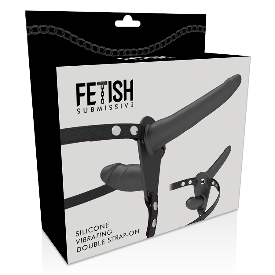 FETISH SUBMISSIVE HARNESS - DOUBLE PENETRATION BLACK VIBRATOR - NOCTURNA DESIRES