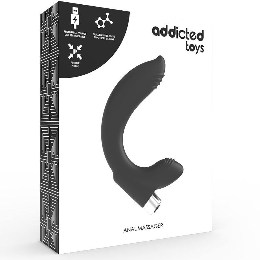 ADDICTED TOYS - PROSTATIC VIBRATOR RECHARGEABLE MODEL 7 - BLACK - NOCTURNA DESIRES