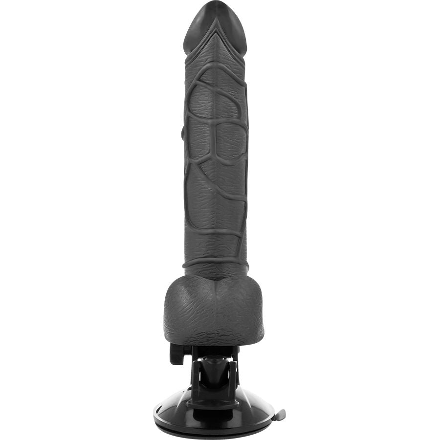 BASECOCK - REALISTIC VIBRATOR REMOTE CONTROL BLACK WITH TESTICLES 19.5 CM -O- 4 CM - NOCTURNA DESIRES