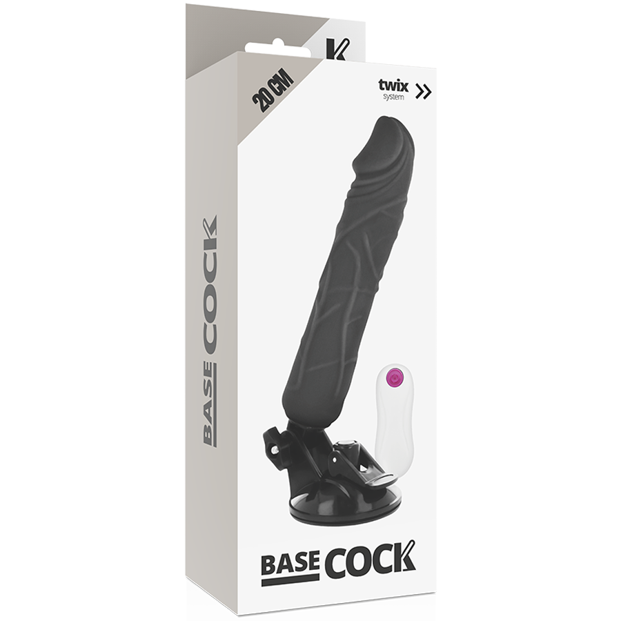 BASECOCK - REALISTIC VIBRATOR REMOTE CONTROL BLACK 20 CM -O- 4 CM - NOCTURNA DESIRES