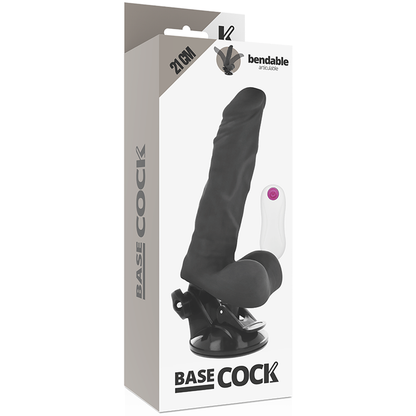 BASECOCK - VIBRADOR ARTICULABLE CONTROL REMOTO NEGRO 21 CM -O- 5 CM - NOCTURNA DESIRES