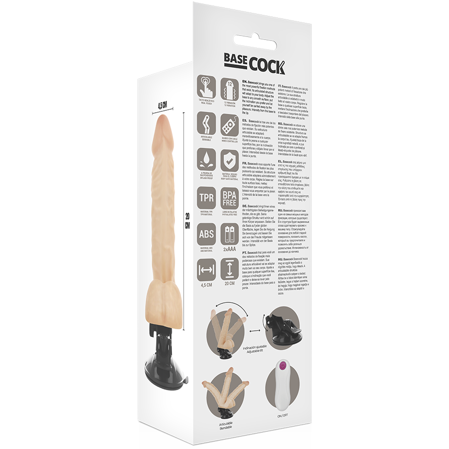 BASECOCK - REALISTIC ARTICULABLE REMOTE CONTROL FLESH 20 CM -O- 4.5 CM - NOCTURNA DESIRES