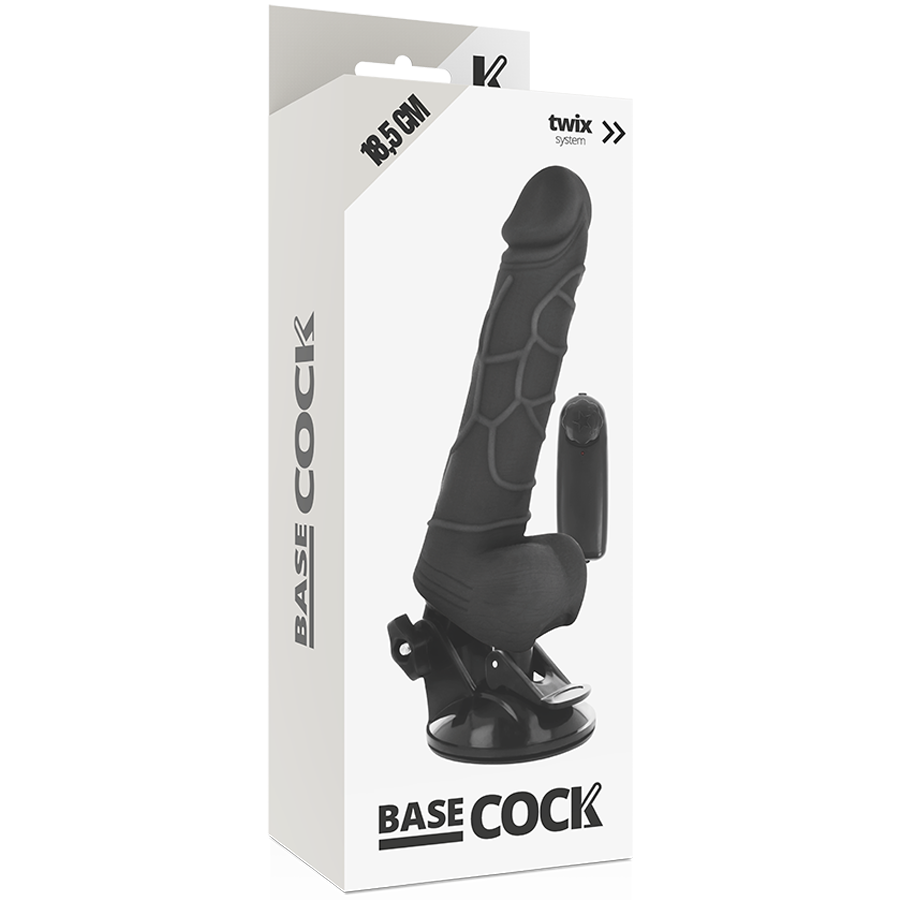 BASECOCK - REALISTIC VIBRATOR REMOTE CONTROL BLACK 18.5 CM -O- 4CM - NOCTURNA DESIRES