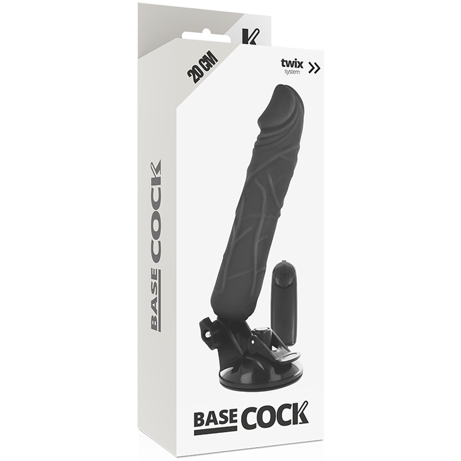 BASECOCK - REALISTIC VIBRATOR REMOTE CONTROL BLACK 20 CM -O- 4 CM - NOCTURNA DESIRES