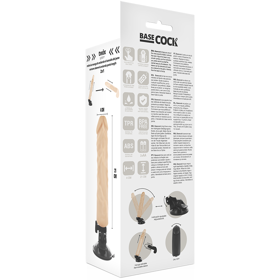 BASECOCK - REALISTIC VIBRATOR REMOTE CONTROL FLESH 21 CM -O- 4 CM - NOCTURNA DESIRES