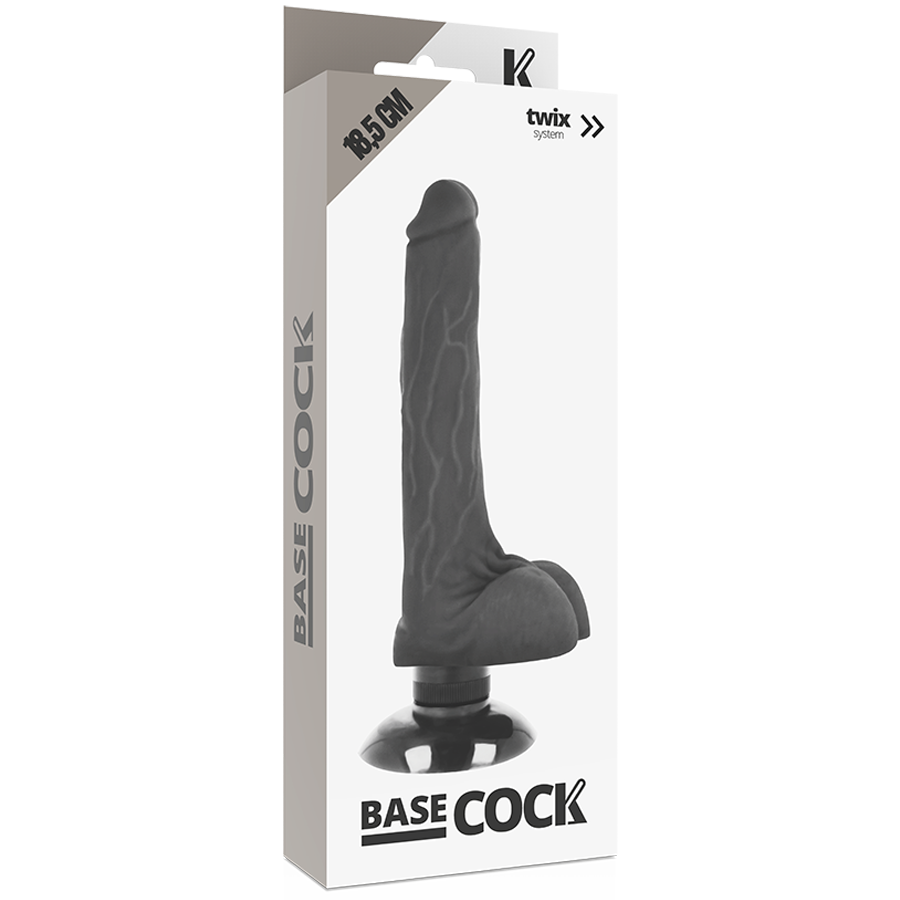BASECOCK - REALISTIC VIBRATOR 2-1 BLACK 18.5 CM -O- 4 CM - NOCTURNA DESIRES