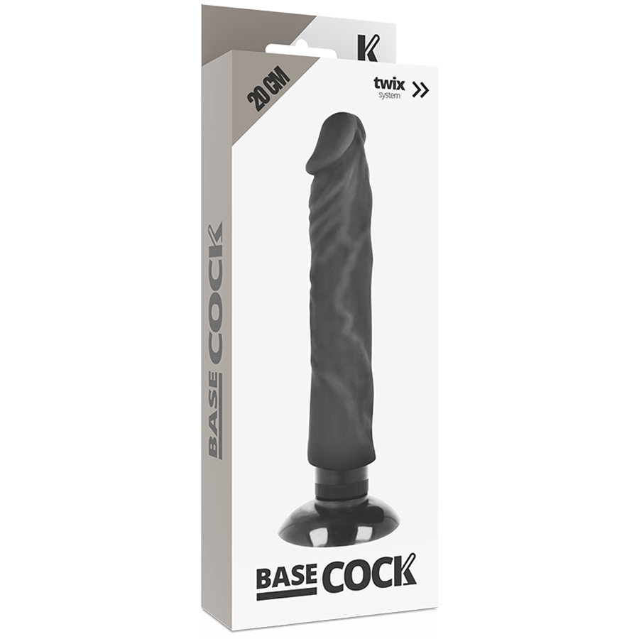 BASECOCK - REALISTIC VIBRATOR 2-1 BLACK 20 CM -O- 4 CM - NOCTURNA DESIRES