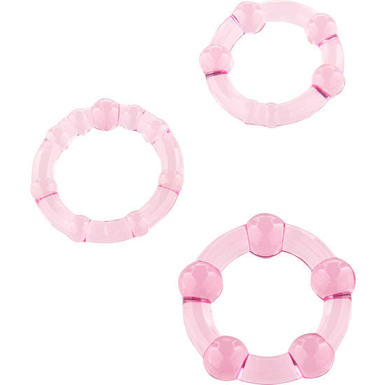 SEVEN CREATIONS - SET OF THREE PINK PENIS RINGS - NOCTURNA DESIRES