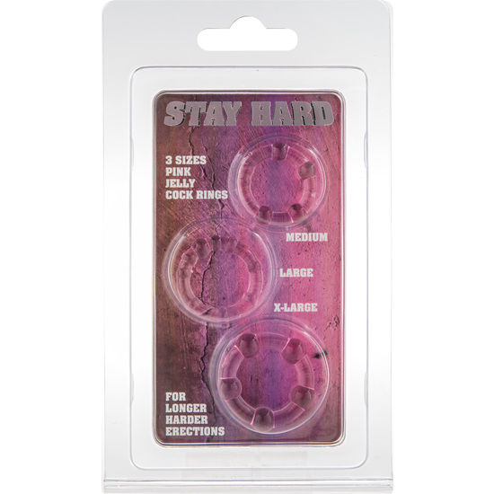 SEVEN CREATIONS - SET OF THREE PINK PENIS RINGS - NOCTURNA DESIRES