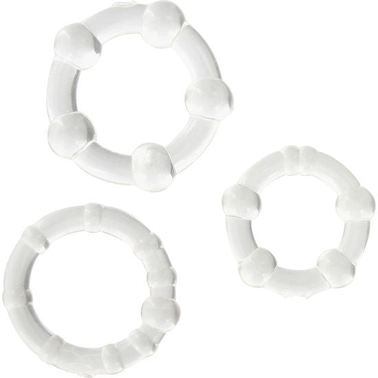 SEVEN CREATIONS - SET OF THREE TRANSPARENT PENIS RINGS - NOCTURNA DESIRES