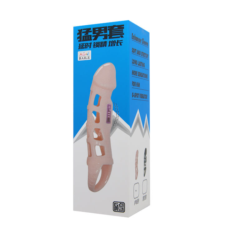 BAILE - PENIS EXTENDER COVER WITH VIBRATION AND NATURAL STRAP 13.5 CM - NOCTURNA DESIRES
