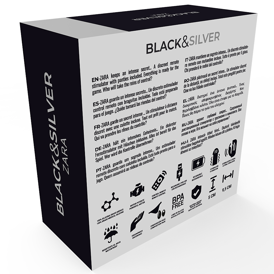 BLACK&SILVER - ZARA REMOTE CONTROL STIMULATOR WITH FREE PANTY BLACK&SILVER  NOCTURNA DESIRES