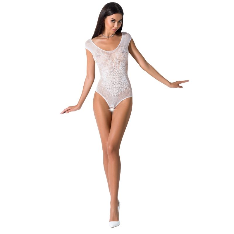 PASSION - WOMAN BS064 WHITE BODYSTOCKING ONE SIZE - NOCTURNA DESIRES