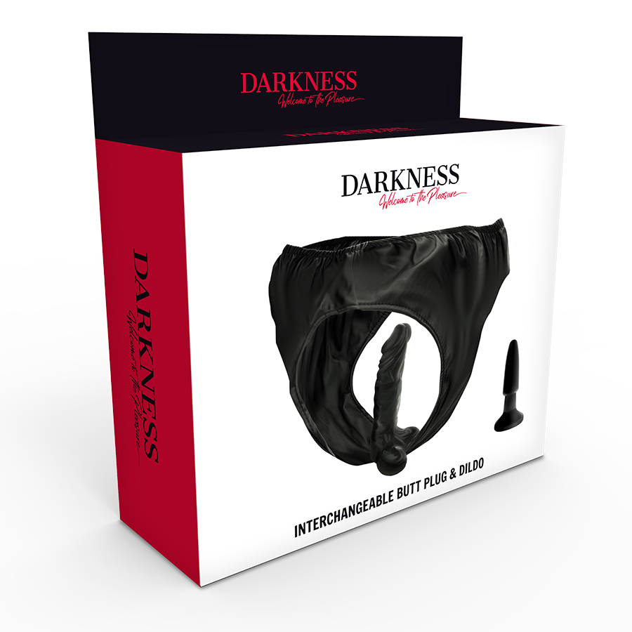 DARKNESS - PANTIES WITH PLUG AND INTERCHANGEABLE DILDO - NOCTURNA DESIRES