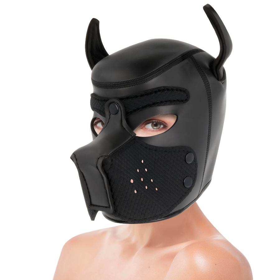 DARKNESS - NEOPRENE DOG MASK WITH REMOVABLE MUZZLE L - NOCTURNA DESIRES