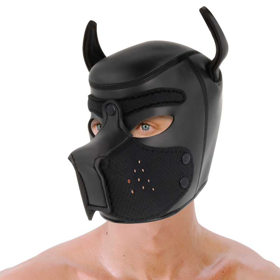 DARKNESS - NEOPRENE DOG MASK WITH REMOVABLE MUZZLE L - NOCTURNA DESIRES