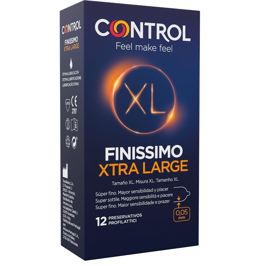 CONTROL - FINISSIMO XL CONDOMS 12 UNITS CONTROL CONDOMS  NOCTURNA DESIRES