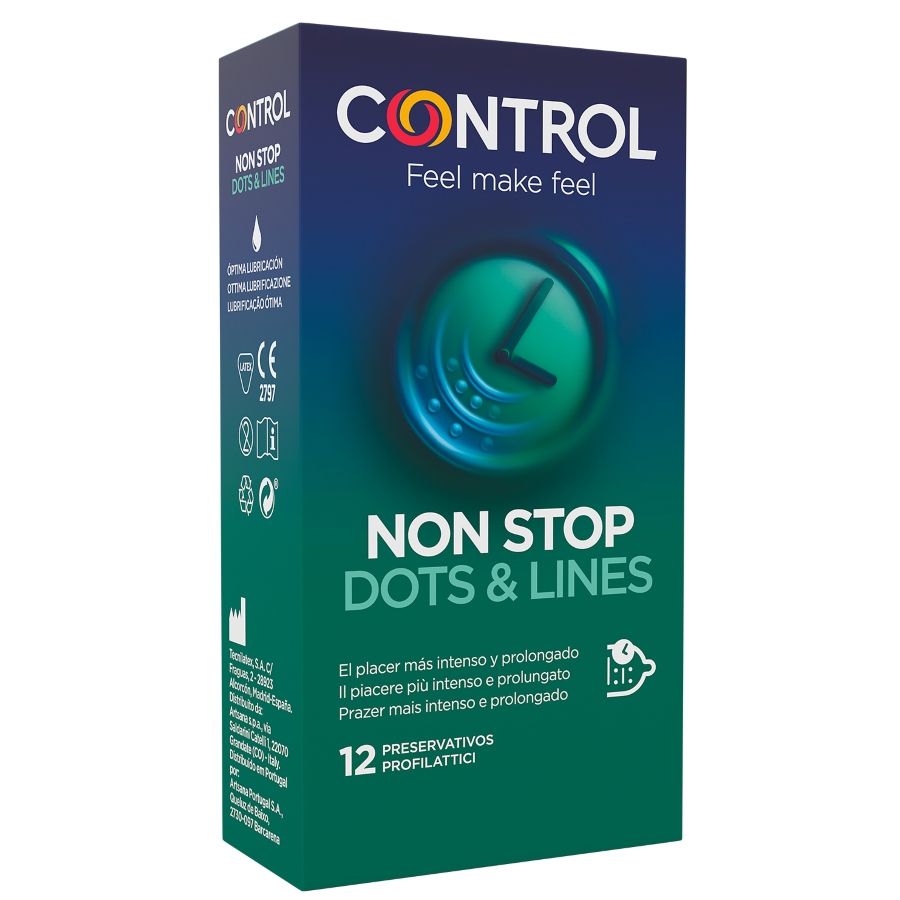 CONTROL - NONSTOP DOTS AND LINES CONDOMS 12 UNITS CONTROL CONDOMS  NOCTURNA DESIRES