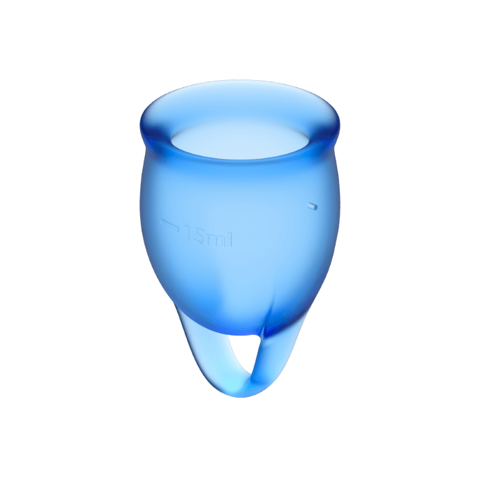 SATISFYER - FEEL CONFIDENT MENSTRUAL CUP DARK BLUE 15 + 20 ML - NOCTURNA DESIRES