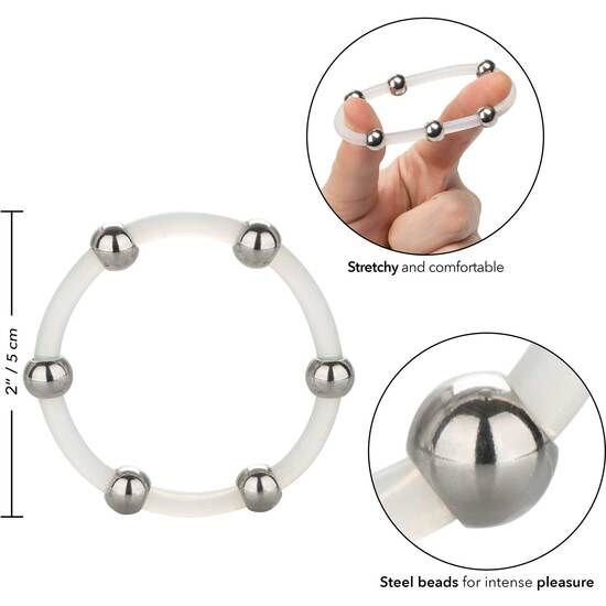 CALEXOTICS - STEEL BEADED SILICONE RING XL - NOCTURNA DESIRES