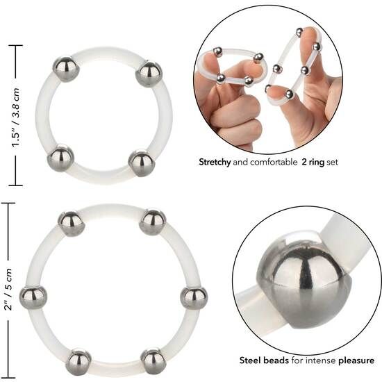 CALEXOTICS - STEEL BEADED SILICONE RING SET - NOCTURNA DESIRES