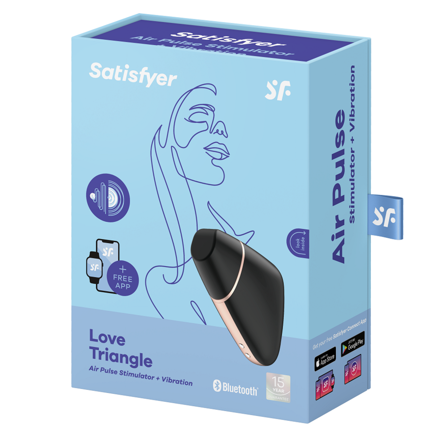 SATISFYER - LOVE TRIANGLE AIR PULSE STIMULATOR & VIBRATOR BLACK - NOCTURNA DESIRES