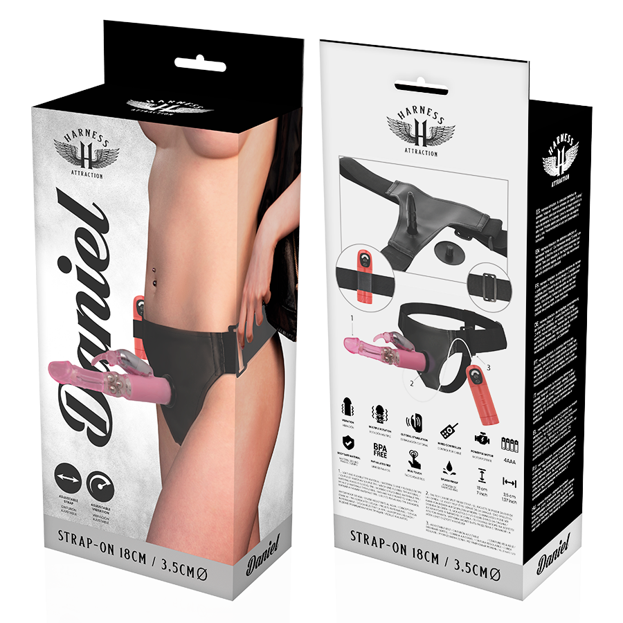 HARNESS ATTRACTION - RNES DANIEL WITH VIBRATION AND ROTATION 18 CM -O- 3.5 CM - NOCTURNA DESIRES
