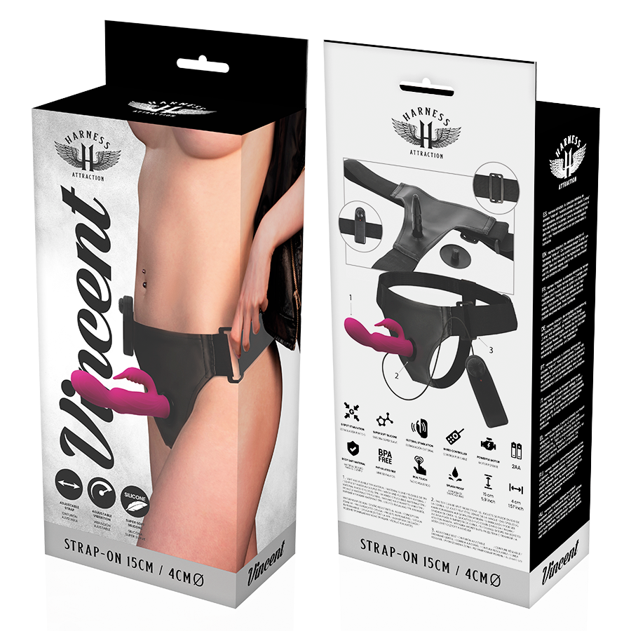 HARNESS ATTRACTION - RNES VIBRATOR RABBIT VINCENT 15 CM -O- 4 CM - NOCTURNA DESIRES