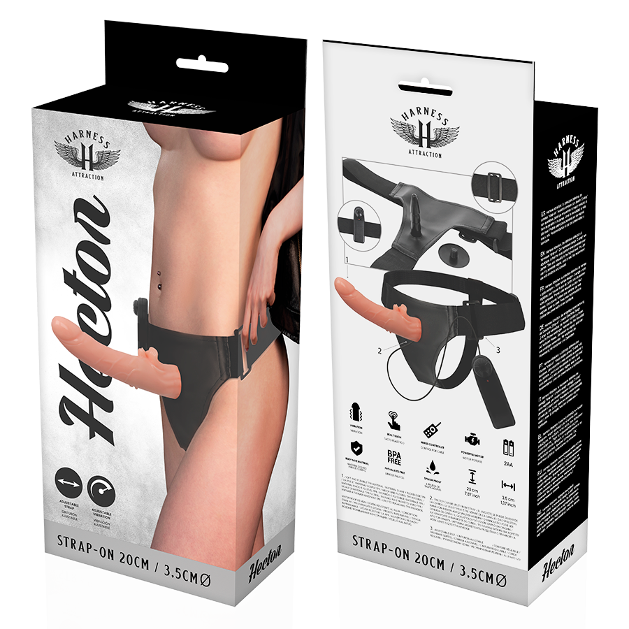 HARNESS ATTRACTION - RNES VIBRATOR HECTOR 20 CM -O- 3.5 CM - NOCTURNA DESIRES
