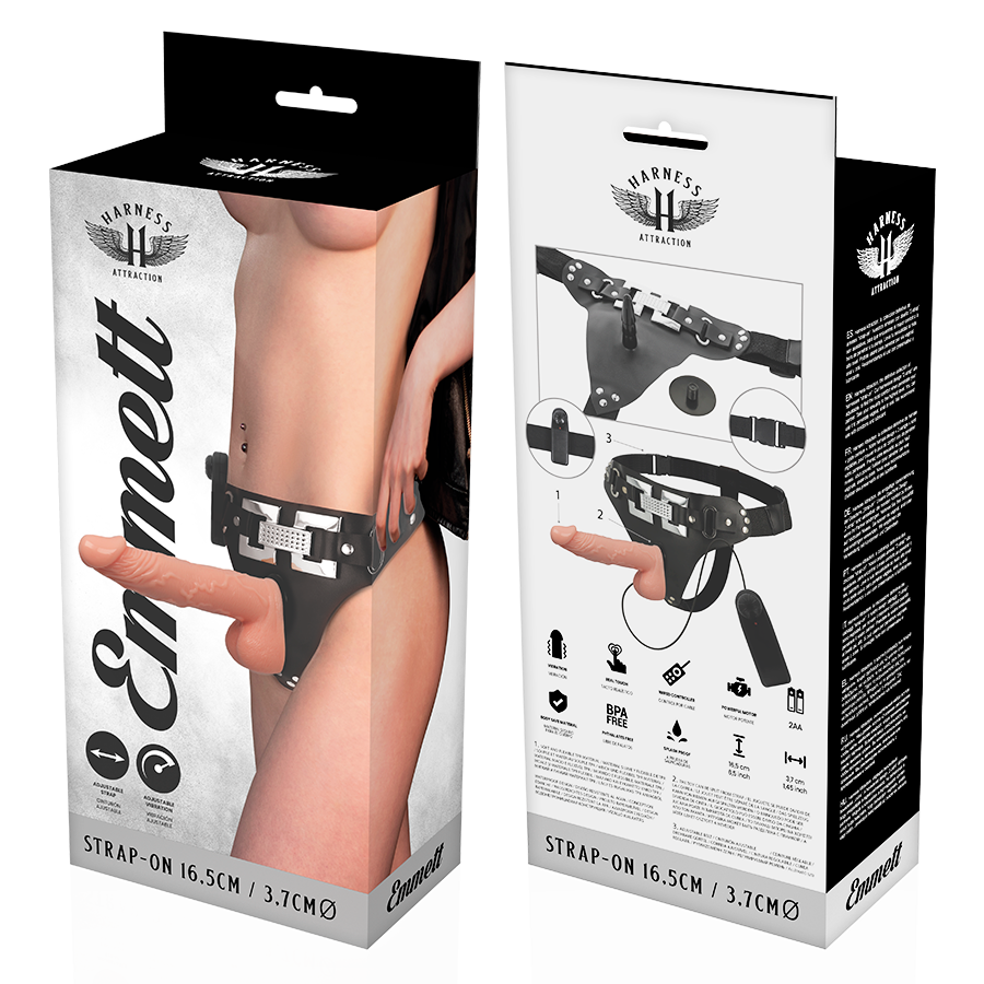 HARNESS ATTRACTION - RNES EMMETT REALISTIC VIBRATOR 16.5 CM -O- 3.7 CM - NOCTURNA DESIRES