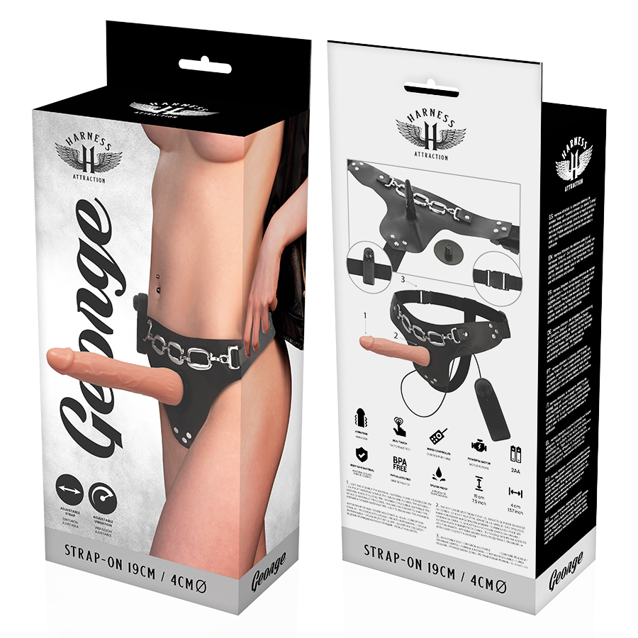 HARNESS ATTRACTION - RNES GEORGE REALISTIC VIBRATOR 19 CM -O- 4 CM - NOCTURNA DESIRES