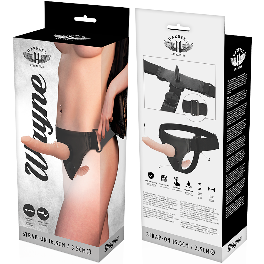 HARNESS ATTRACTION - WAYNE DOUBLE PENETRACI N 16.5 CM -O- 3.5 CM - NOCTURNA DESIRES