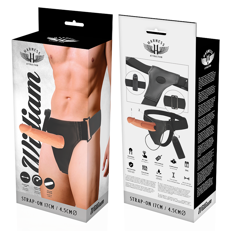HARNESS ATTRACTION - WILLIAN HOLLOW RNES WITH VIBRATOR 17 CM -O- 4.5 CM - NOCTURNA DESIRES