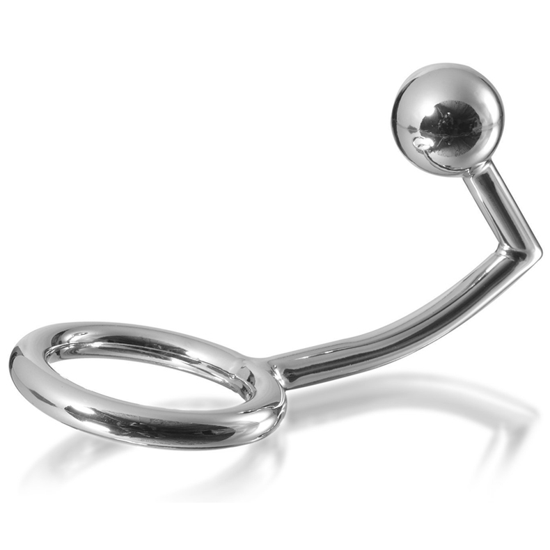 METAL HARD - COCK RING RING WITH ANAL INTRUDER HOOK 45MM METAL HARD  NOCTURNA DESIRES
