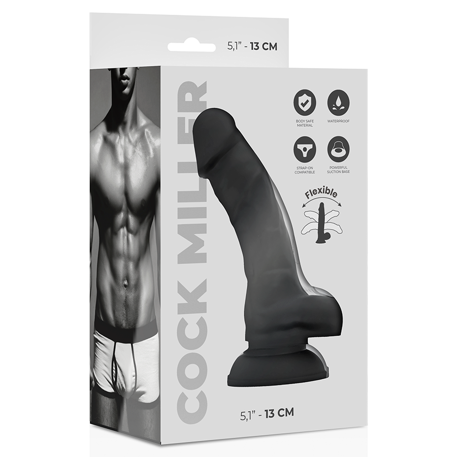 COCK MILLER - SILICONE DENSITY COCKSIL ARTICULABLE BLACK 13 CM - NOCTURNA DESIRES