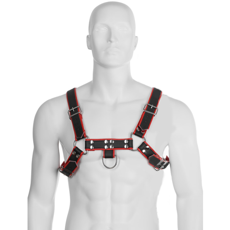 LEATHER BODY - CHAIN HARNESS III BLACK / RED LEATHER BODY  NOCTURNA DESIRES