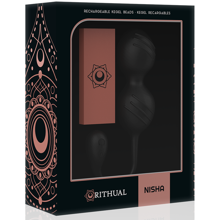 RITHUAL - NISHA RECHARGEABLE VIBRATING KEGEL BALLS BLACK - NOCTURNA DESIRES